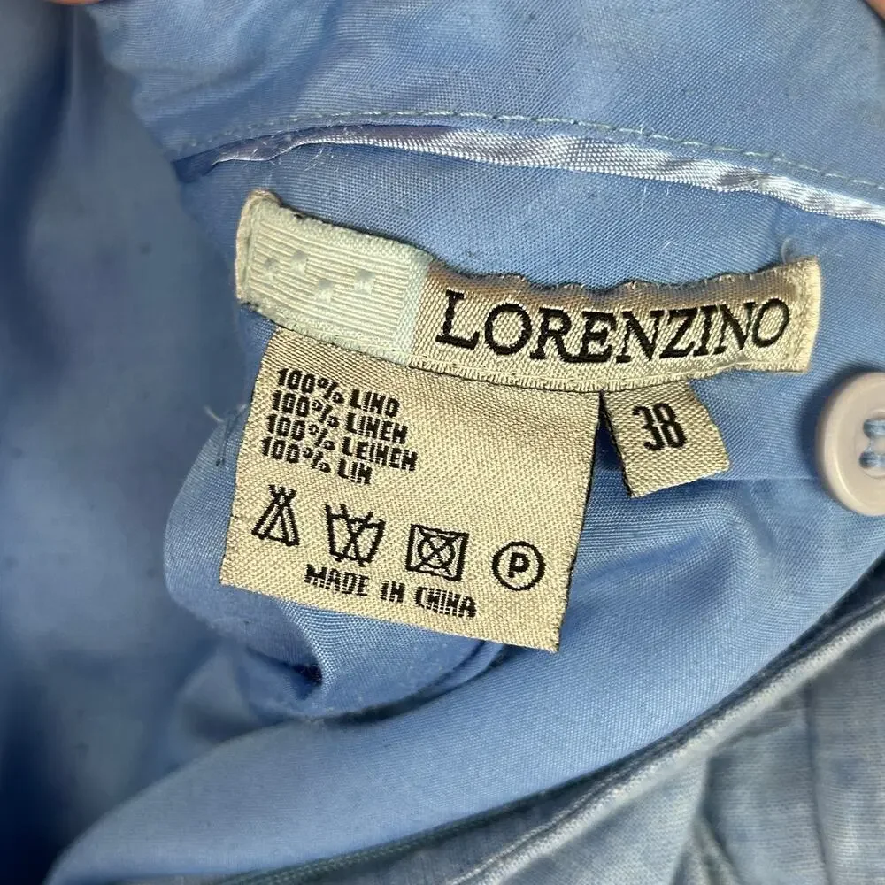 Lorenzino Blue Linen Dress Pant Trousers Light Blue Men's Size 38 or US 33x29